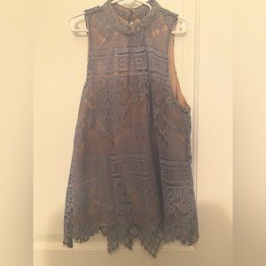 Baby Blue/Cream Halter Dress Top